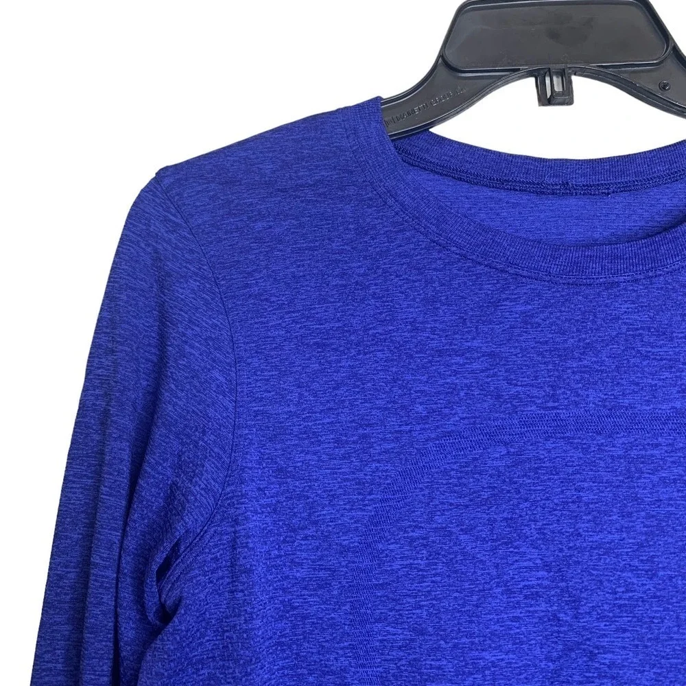 Lululemon Swiftly Tech Long Sleeve Crew Royal‎ Blue Heathered Workout Top sz 4